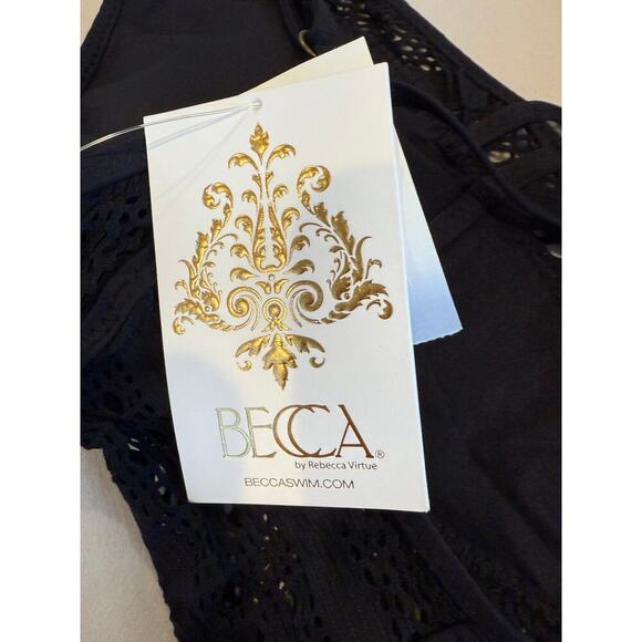 NWT BECCA Women's Black Color Play Plunge Neck One Piece Swimsuit Size M - Picture 8 of 9